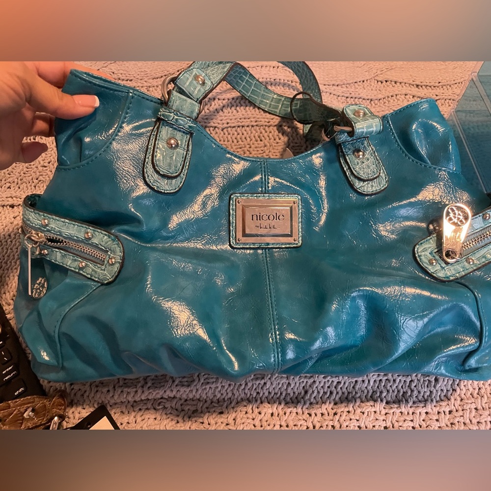 Nicole Miller Blue Double Pockets Bag